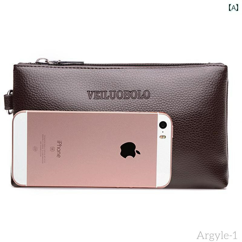 【送料無料】長財布 メンズ ジッパー クラッチバッグ レトロ シンプル ビジネス 多 携帯電話 収納 ブラウン ブラック