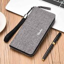 【送料無料】長財布 メンズ ラウンドファスナー キャンバス 韓国 シンプル クラッチバッグ 携帯電話 収納 グレー ブラック ブルー