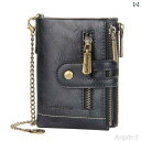 【送料無料】財布 二つ折り メンズ レトロ 韓国 ダブルファスナー 小銭入れ カードホルダー チェーン ブラック ブラウン