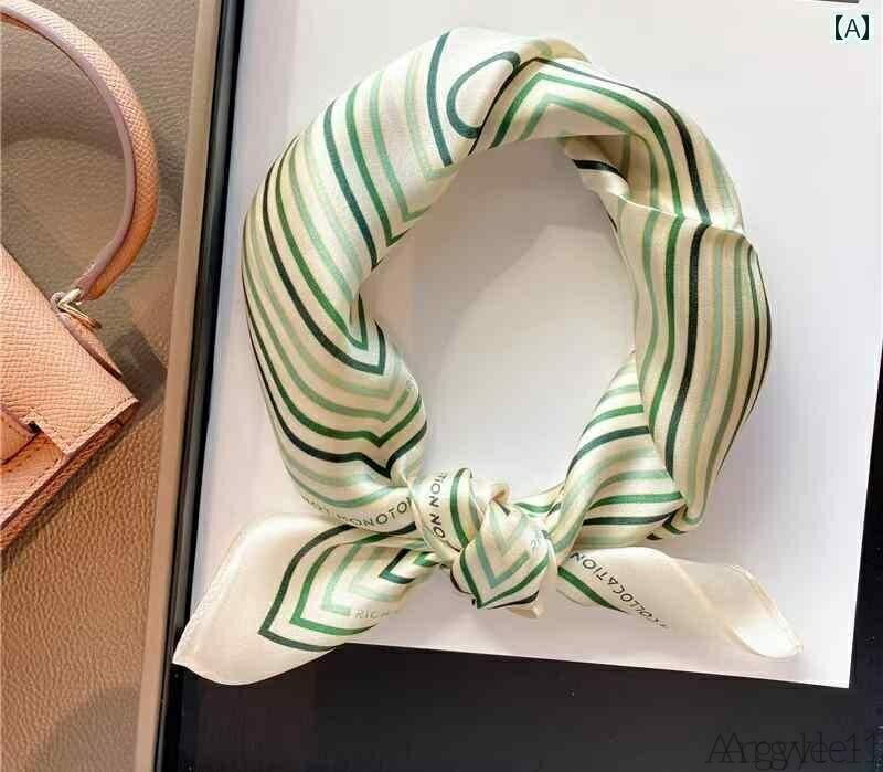 【送料無料】春 スカーフ レディース 正方形 53cm 日焼け対策 おしゃれ ストライプ 花柄 プリント 緑 ..