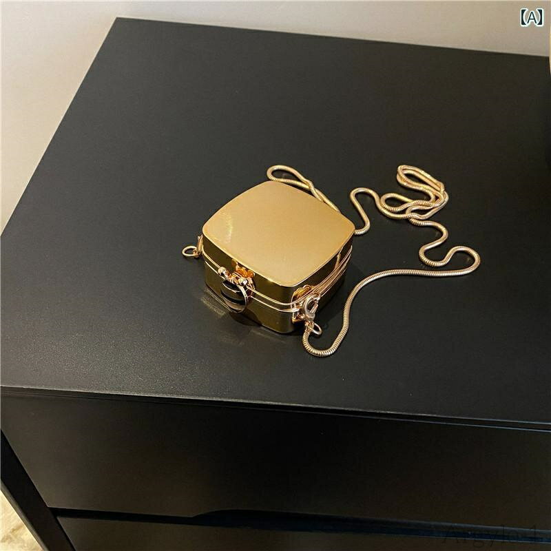 【送料無料】レディース バッグ 普段使い ミニ メタリック チェーン クロス ボディバッグ ヘッドフォン