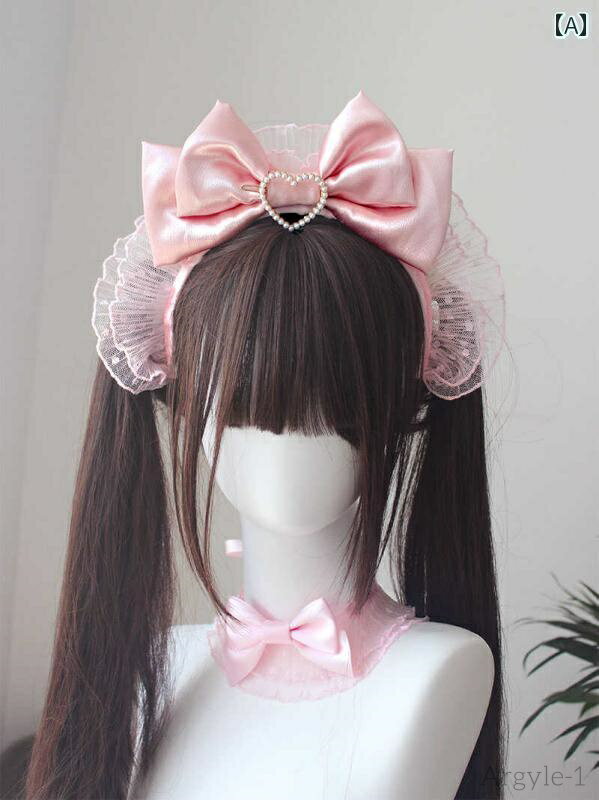 【送料無料】ロリータ ファッション コスプレ ヘアアクセサリー かわいい ガーリー ヘア アクセサリー ピンク ラブ 大きめ 蝶 クロス ラヴァーズ アクア 小...