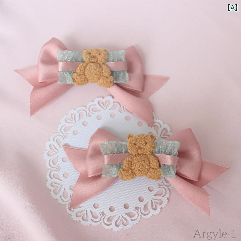 【送料無料】ロリータ ファッション コスプレ ヘアアクセサリー かわいい ガーリー おもちゃ 記念日 記念 品 かわいい クマ サイド クリップ ヘア バンド