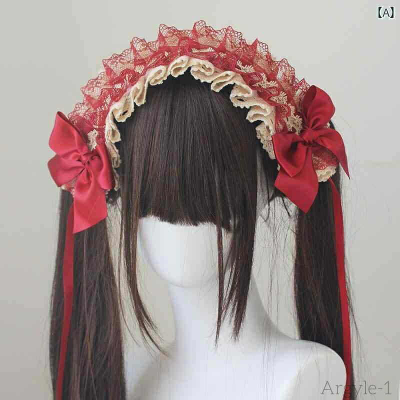 【送料無料】ロリータ ファッション コスプレ ヘアアクセサリー かわいい ガーリー マルチ カラー デイリー 快適 二重 レース カチューシャ 立体 少女 小物