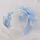【送料無料】ロリータ ファッション コスプレ ヘアアクセサリー かわいい ガーリー きらめく リボン ヘア アクセサリー ピンク ブルー 小物 クリップ ヘア