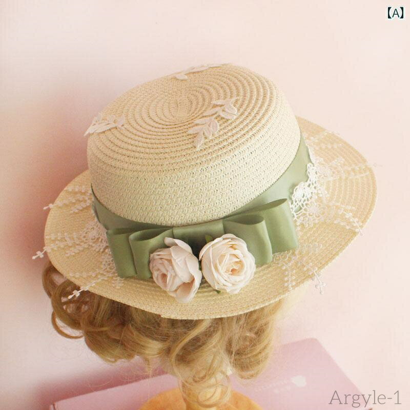 【送料無料】レディース 帽子 ロリータ かわいい ガーリー コスプレ エブリデイ エレガント サンハット リボン ストローハット 漢 陽 折衷 ハット