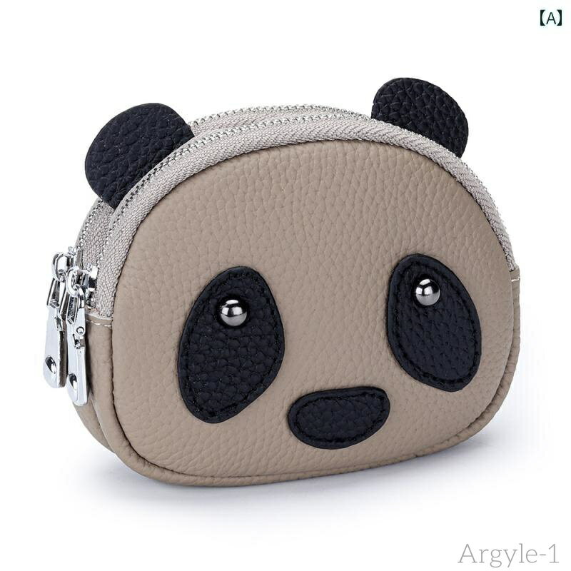 【送料無料】財布 レディース シンプル おしゃれ 普段使い 革小銭入れ コンパクト おしゃれ パンダ 二層 ジッパー 収納 袋 最上層 牛革 コイン