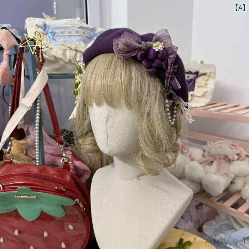 【送料無料】レディース 帽子 ロリータ かわいい ガーリー コスプレ ウール ベレー 帽 秋冬 かぼちゃ