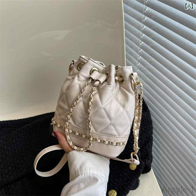 【送料無料】レディース バッグ 普段使い 夏大容量 小型 イン バケット 菱形 チェーン クロス ボディバッグ