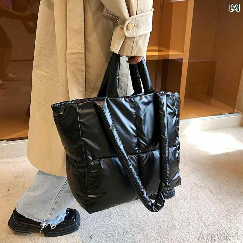 【送料無料】レディース バッグ 普段使い ダウン 市松 ソフトレザー スペース コットン ポータブル 脇下 スクエア トレンディ