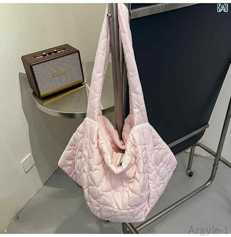 【送料無料】レディース バッグ 普段使い ピンク大容量 ダウン 韓国 ファッション ショルダー 通勤 トート