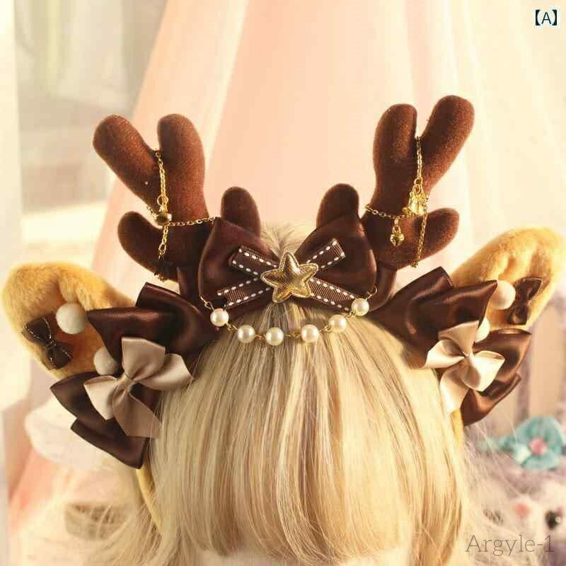 【送料無料】ロリータ ファッション コスプレ ヘアアクセサリー かわいい ガーリー クリスマス トナカイ ゴージャス ヘッド バンド ティラミス