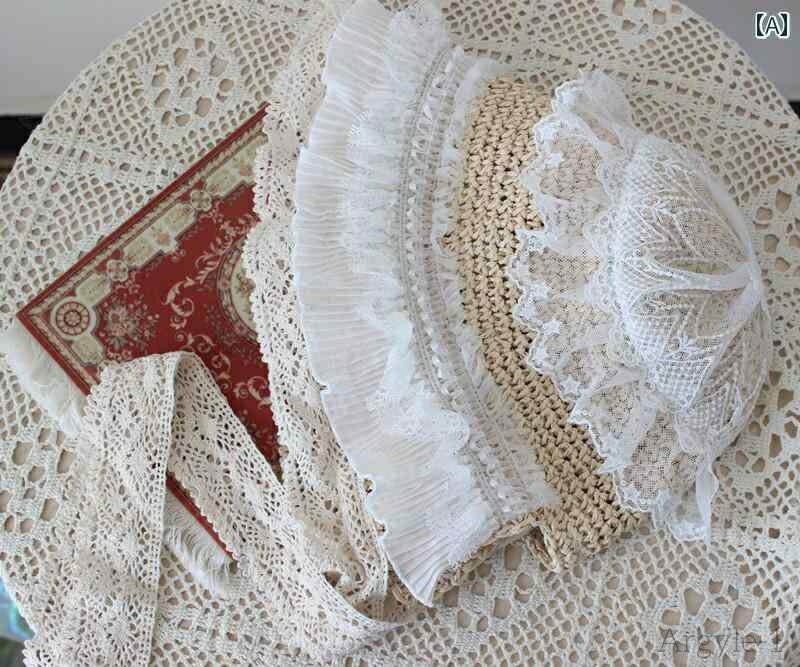 【送料無料】レディース 帽子 ロリータ かわいい ガーリー コスプレ レトロ 織り 通気性 快適 快適 フィッシャーマン ハット レース かわいい 太陽 折りた...