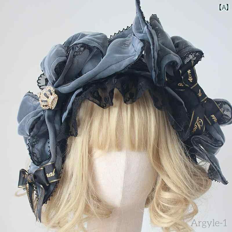 【送料無料】ロリータ ファッション コスプレ ヘアアクセサリー かわいい ガーリー 夢 中 リボン エレガント クラ 蝶 黒 グレー カチューシャ ゴシック ダ...