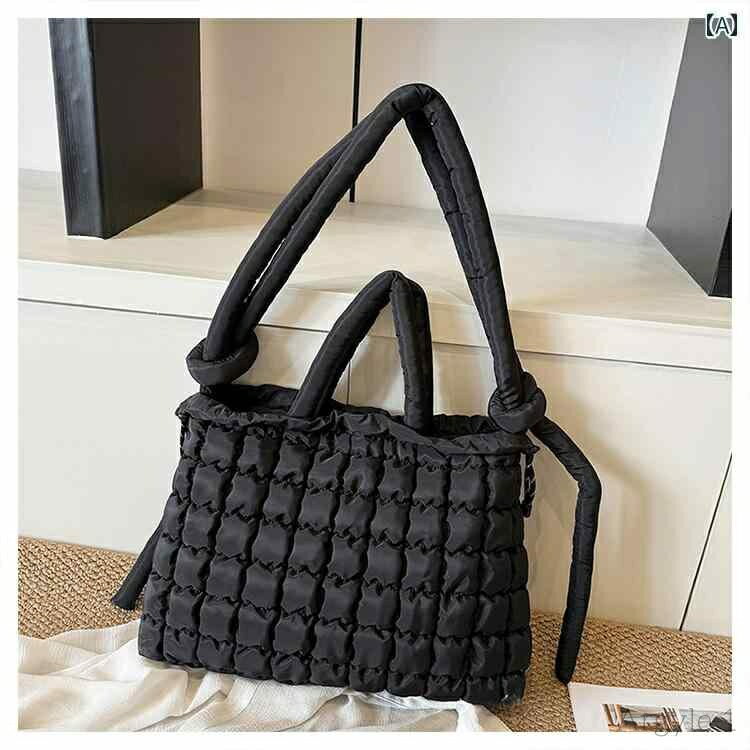 【送料無料】レディース バッグ 普段使い 手持ち シンプル 巾着 カジュアルトート 秋冬 ファッション プリーツ 菱形大容量 ショルダー