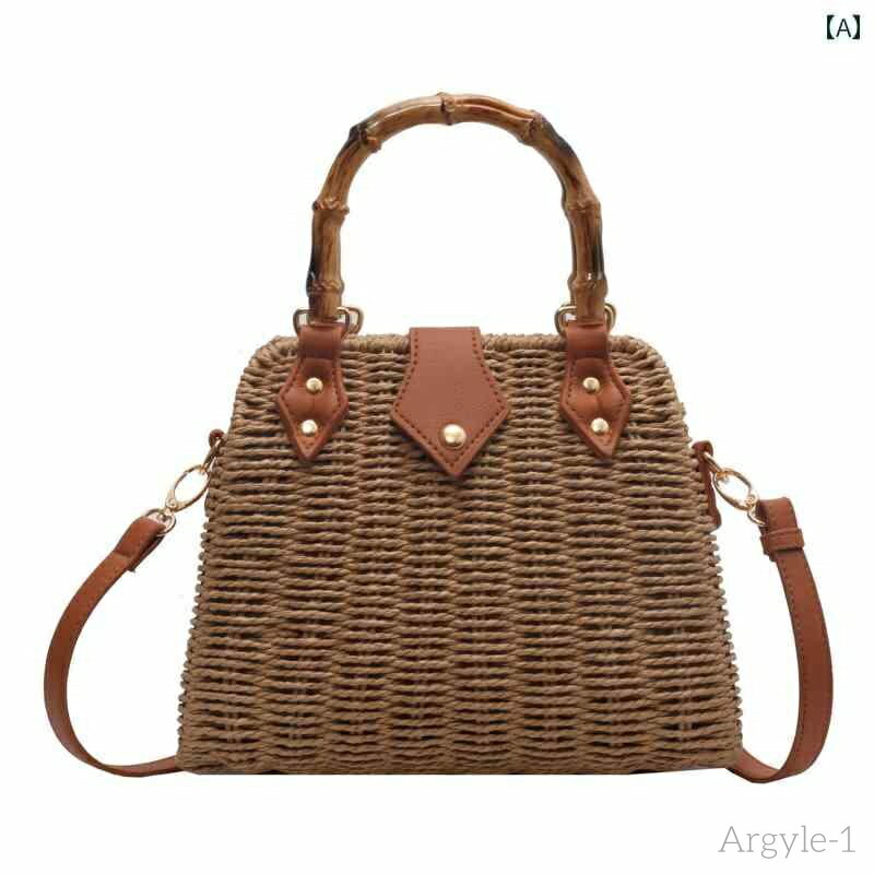 【送料無料】レディース バッグ 普段使い 軽量 涼しい ラグジュアリー レトロ 竹 ハンドバック ストロー 旅行 休暇 ファッション カジュアル クロス