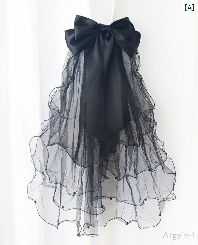 【送料無料】ロリータ ファッション コスプレ ヘアアクセサリー かわいい ガーリー 黒 メッシュ ゴージャス 末尾 ダーク ゴスロリ 地雷 魅惑 大きめ リボン