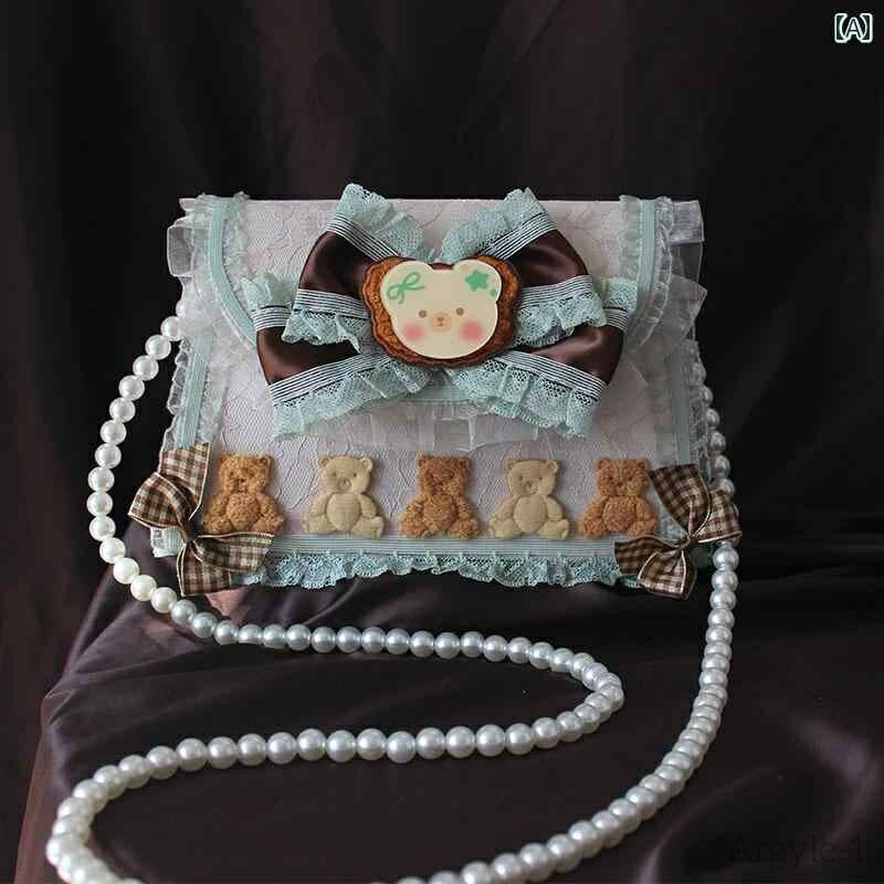 【送料無料】レディース バッグ ロリータ コスプレ かわいい ガーリー ミント チョコレート クマ クロス ボディ JK ガール かわいい ハンドバッグ