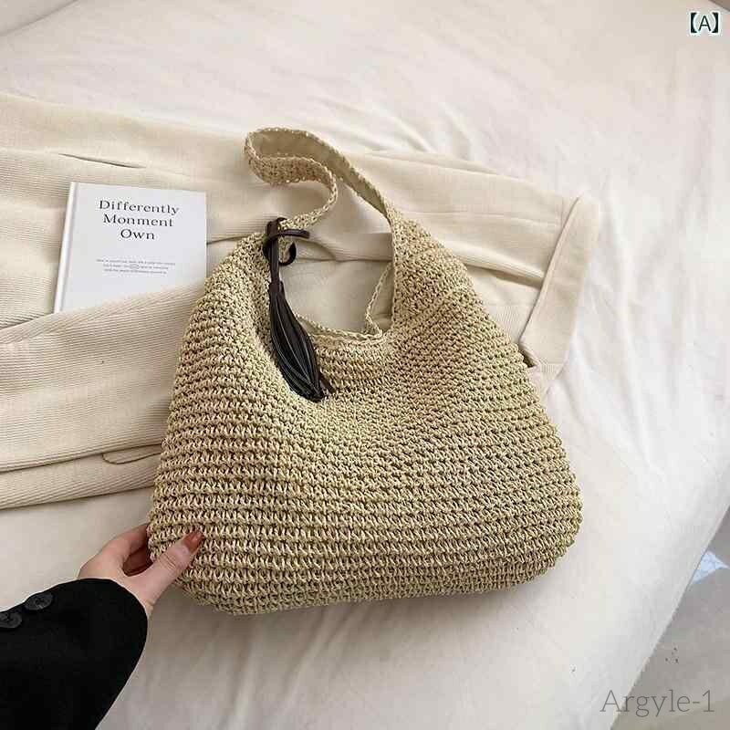 【送料無料】レディース バッグ 普段使い 夏 休み ラフィア 織 大容量 カジュアル ビーチ シングル ショルダー 織