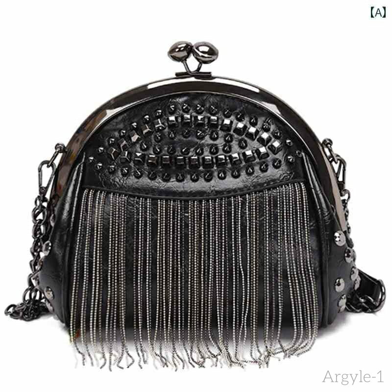 【送料無料】レディース バッグ 普段使い 春 小さめ スタッズ タッセル ファッション シェル 韓国 シングル ショルダー クロス ボディバッグ チェーン ハン...