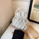 【送料無料】レディース バッグ 普段使い フレンチ ライク パール ハンドバック ビーズ クロス ボディバッグ 夏 携帯電話 バケット 小さめ トレンディ