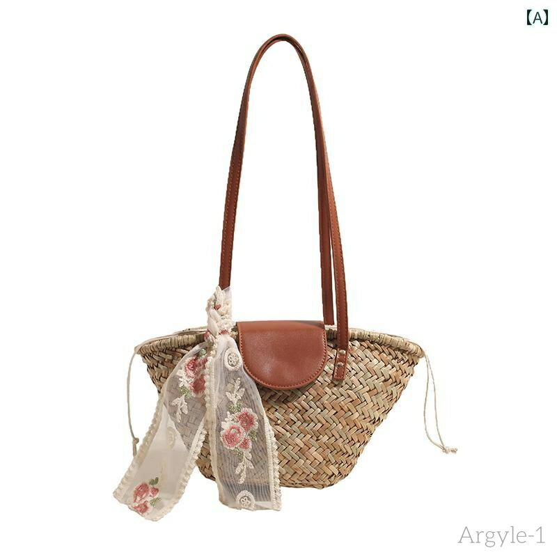 【送料無料】レディース バッグ 普段使い 大容量 織 スカーフ 夏 カジュアル 海辺 休暇 バスケット ビーチ バケット