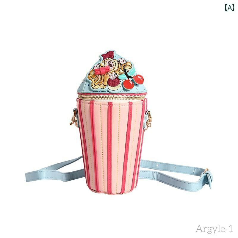 【送料無料】レディース バッグ 普段使い キャンディーカラー 手 刺繍 カップ ケーキ型 ハンド小銭入れ ショルダー ミニ ハンドヘルド クロス ボディバッグ