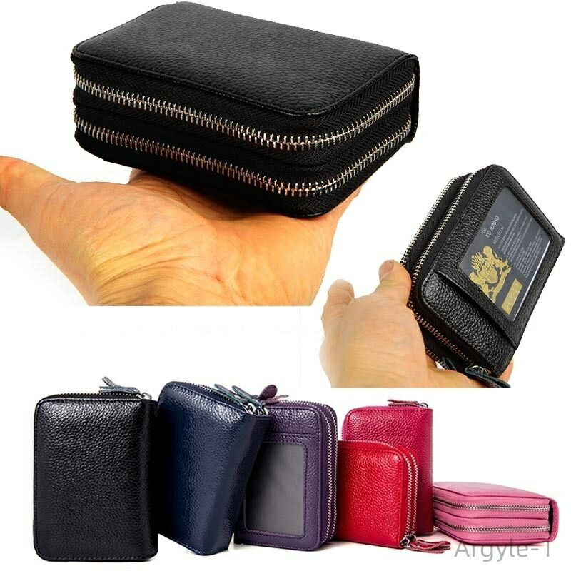 【送料無料】 カードケース 小銭入れ カードケース 定期入れ 大容量 ダブルポケット 牛革 ラウンドファスナー 財布 ウォレット レザー