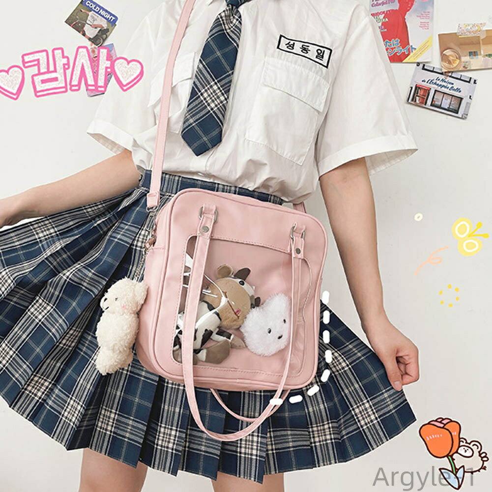 【送料無料】痛バッグ 透明 ビニール バッグ 見せバッグ ポーチ 痛バ 缶バッジ 軽量 おしゃれ スモール