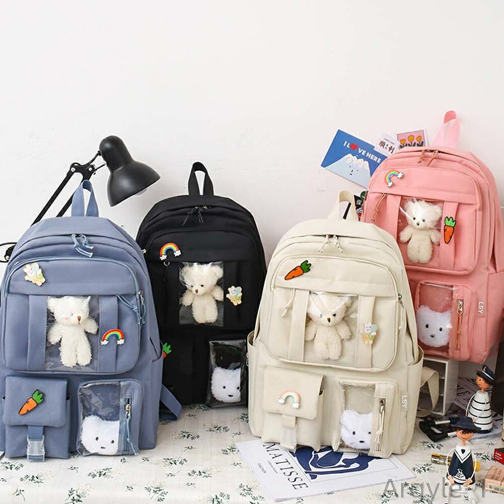 【送料無料】痛バッグ リュック ショルダーバッグ トートバッグ ペンケース 小銭入れ 5点セット 透明 ビニール 透明ポケット リュックサック