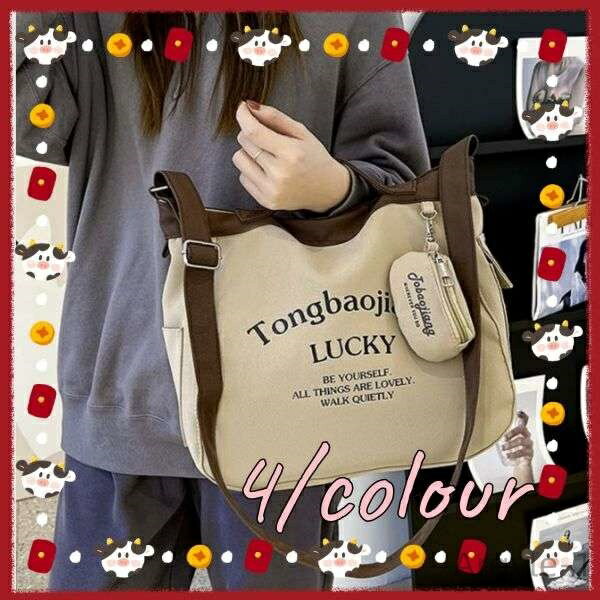 【送料無料】斜めがけ ショルダーバッグ 通学 通勤 帆布 キャンバストート 肩掛け トートバッグ ファス..