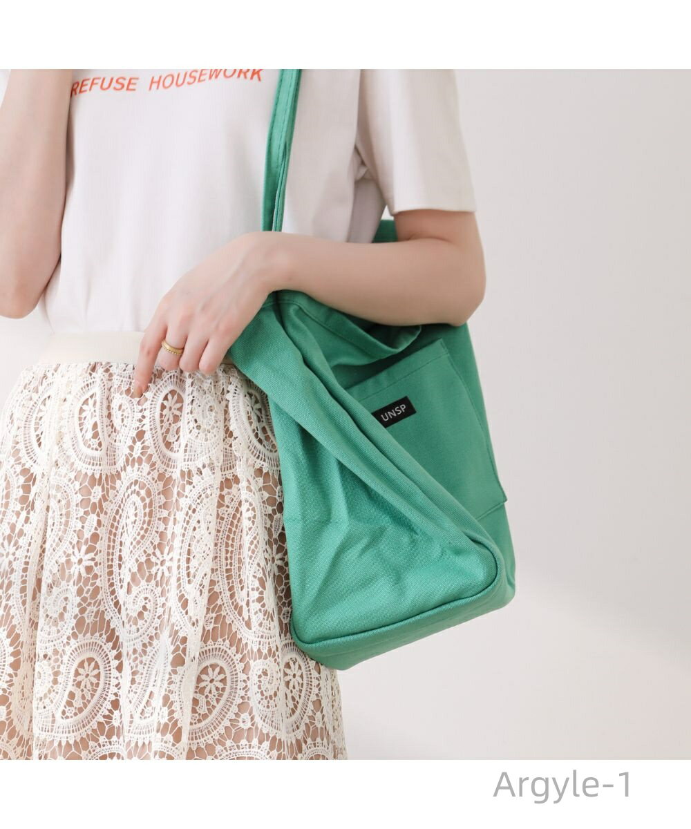 【送料無料】ショルダーバッグ キャンバスバッグ トートバッグ ロゴ付きのフロントポケットがかわいいカラーキャンバストートバッグ