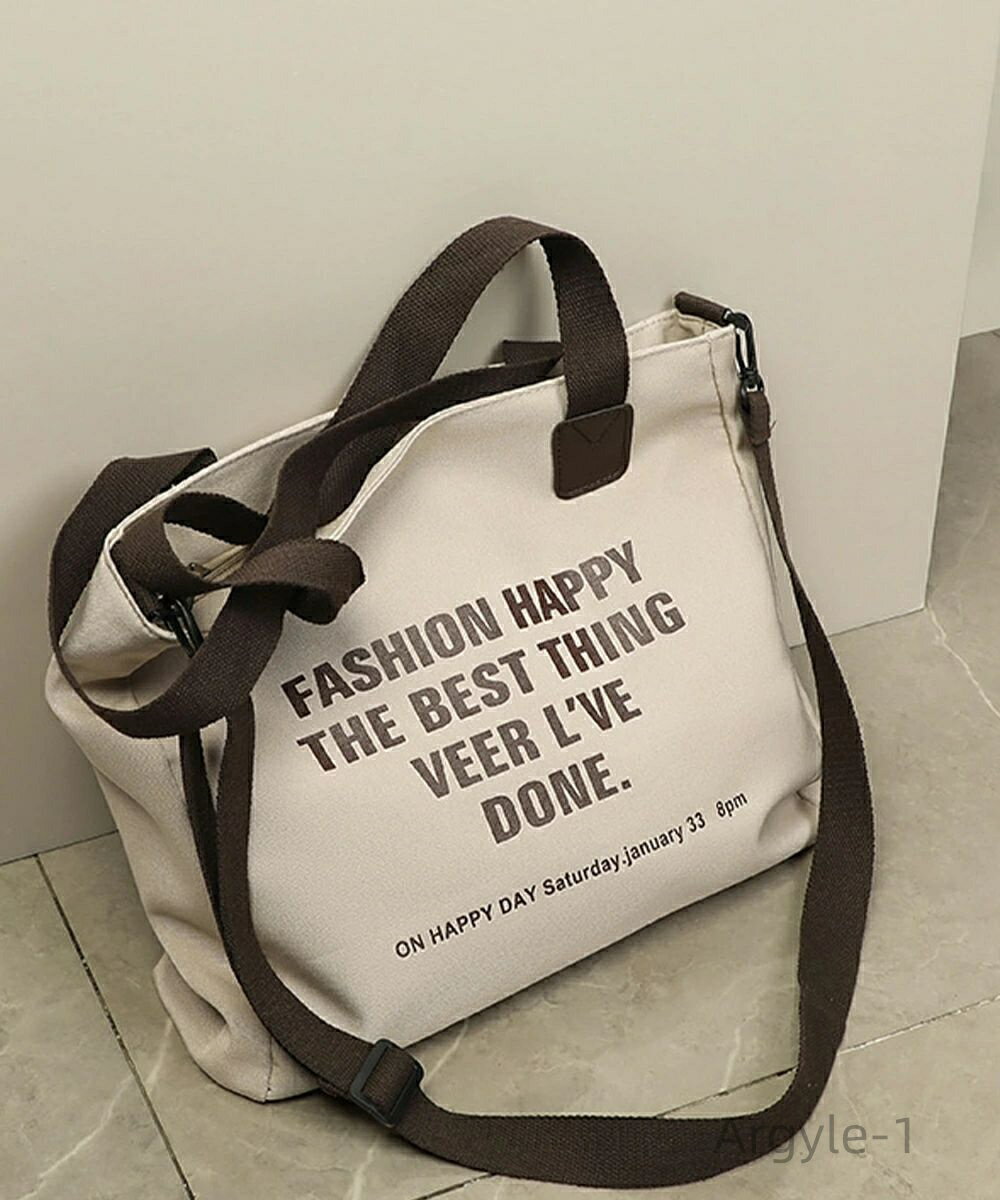【送料無料】デート 学生 おしゃれ かわいい カジュアル 2way 取り外しベルト付き ショルダー 英字ロゴがポイントのトートバッグ