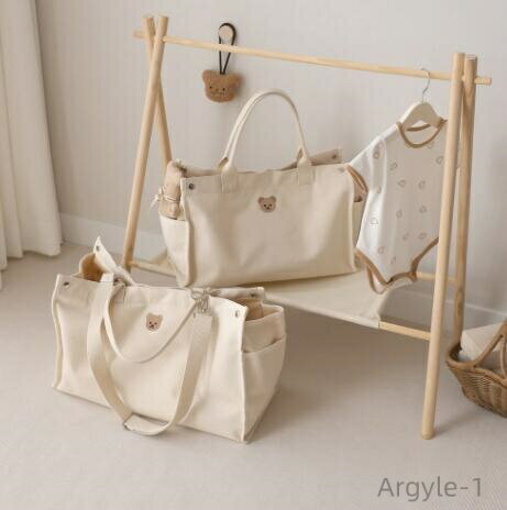 【送料無料】クマ ベア 刺繍 おしゃれ かわいい 韓国 雑貨 コットン 綿 大きい 大容量 収納 ママバッグ バッグ 鞄 レディス