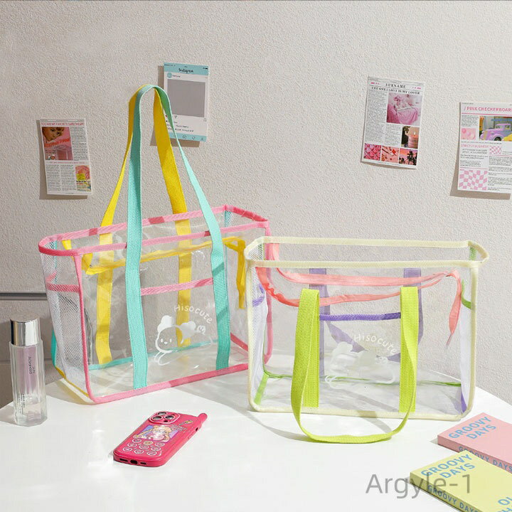 【送料無料】男の子 PVCバッグ スパバッグ ビーチバッグ 大容量 おしゃれ レディース PVC 透明 女の子 可愛い トートバッグ プールバック