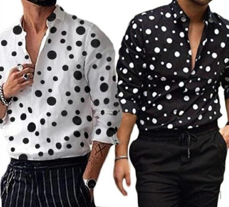 【送料無料】柄欧米風 ドレスシャツコットン長袖出かけ