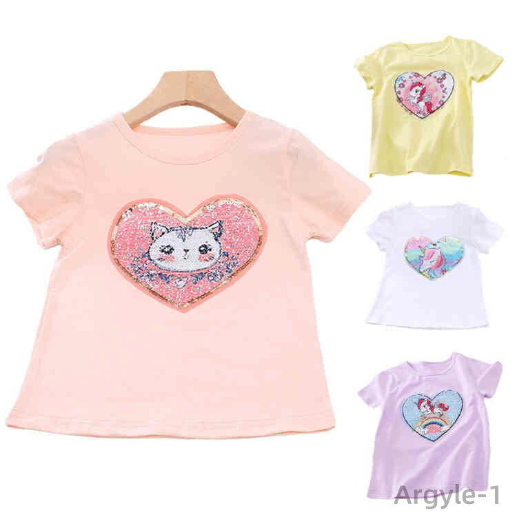【送料無料】子供服 長袖Tシャツ キッズ 半袖 Tシャツ 女の子 変色スパンコール 夏着 韓国子供服 可愛いスタイル ダンス衣装 演出服 ヒップホップ 100 ...