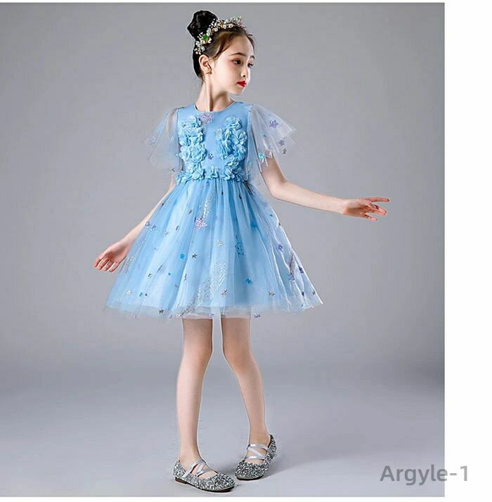 【送料無料】キッズ服 女の子 ダンス衣装 ワンピース 子供服 ステージ衣装 フォーマルドレス レース 花柄 スパンコール 子供の日 舞台衣装 チュールドレス プ...