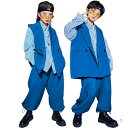 【送料無料】キッズダンス衣装 韓国風 ジャズダンス 男の子 女の子 子ども ヒップホップ衣装 3点セット シャツ ベスト パンツ ストライプ 子供服 ダンス衣装...