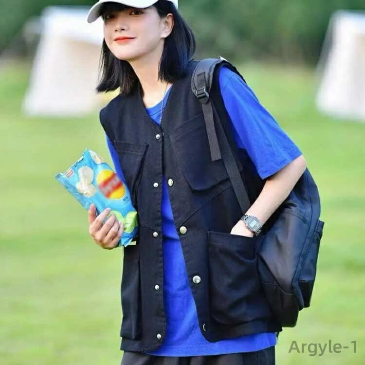 【送料無料】ゆったり レイヤード おしゃれ 通勤 多ポケット 薄手 夏 カジュアル ベスト vネック オシャレ 重ね着 ノースリーブ 春