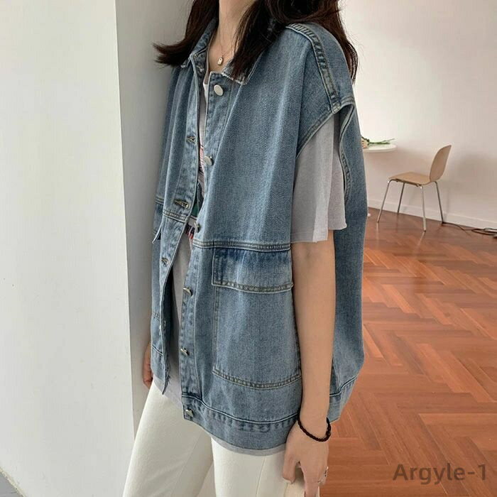 【送料無料】カーデ カーディガン トップス デニムベスト アウター ノースリーブ ジャケット レディース ベスト デニム