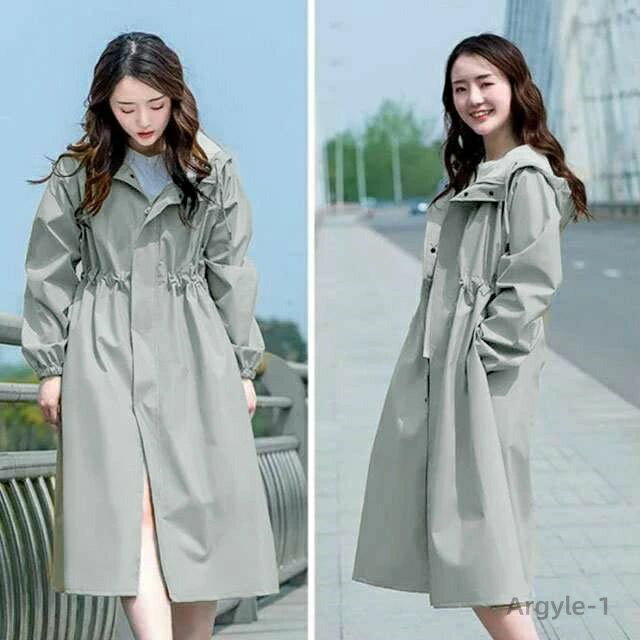 【送料無料】レインコート レディース レインウエア モッズコートデザイン かっぱ 雨具 ジップアップ ウェストコード Aライン ロング丈 軽量 長袖 防水 フード付き 前開き