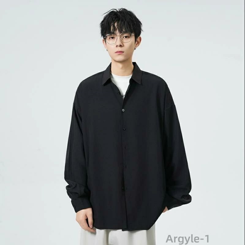 【送料無料】カジュアルシャツ メンズ アメカジ トレンド 長袖 シンプル 細身 ポリエステル 洗い加工 春秋 普段使い ストリート