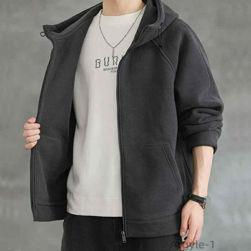 【送料無料】ジャケット メンズ 裏起毛 フード付き ジップアップ パーカー ボアフリース 厚手 保温 防寒 アウター ゆったり シンプル ポリエステル 秋冬 カ...