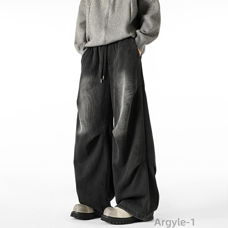 【送料無料】デニムパンツ メンズ ウォッシュ加工 ヴィンテージ風 古着風 厚手 カジュアル シワ加工 ストレート ルーズ 綿混 ストレッチ 春秋 普段使い