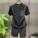 【送料無料】セットアップ メンズ カジュアル おしゃれ 普段使い トレンディ 通気性 快適 快適 速乾 半袖 ショート パンツ ゆったり 夏 薄手 涼しい 涼し...