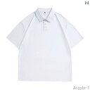 【送料無料】ポロシャツ レディース メンズ 綿 アメリカン レトロ トップス 夏 半袖 無地 Tシャツ カップル ホワイト ブラック ベージュ