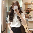 【送料無料】ポロシャツ レディース 半袖 Tシャツ 夏 綿 カジュアル おしゃれ かわいい トップス 薄手 ホワイト