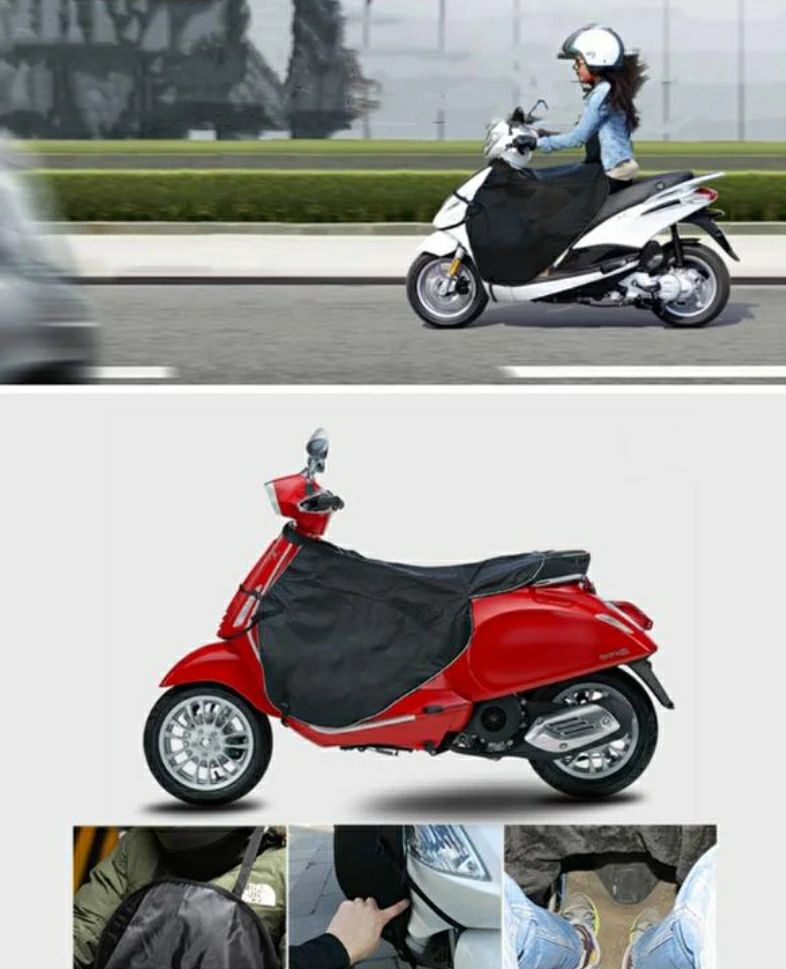 Rakuten - バイク スクーター用 レッグカバー 裏起毛 保温 防寒 防風 撥水加工 盗難防止デザイン 反射ストラップ シートカバー ヒザあて プロテクター バイクウェア 防寒ひざあて ひざ掛け レッグウォーマー スクーターウォームエプロン