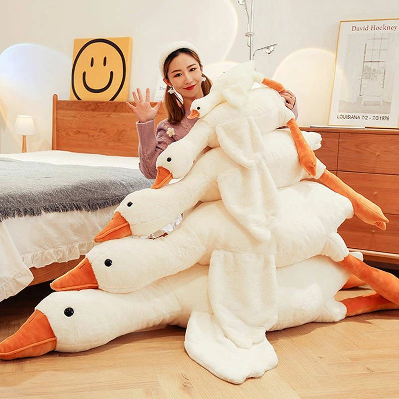 Rakuten - 抱き枕 白いガチョウ クッション 腹ばい枕 特大 90cm 130cm 160cm 190cm動物 ぬいぐるみ 大きいサイズ 柔らかい 横向き寝 ロングクッション 女の子 プレゼント 子供 おもちゃ
